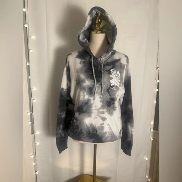 Obey Tops Obey Worldwide Tie Dye Hoodie Black Gray Rose
